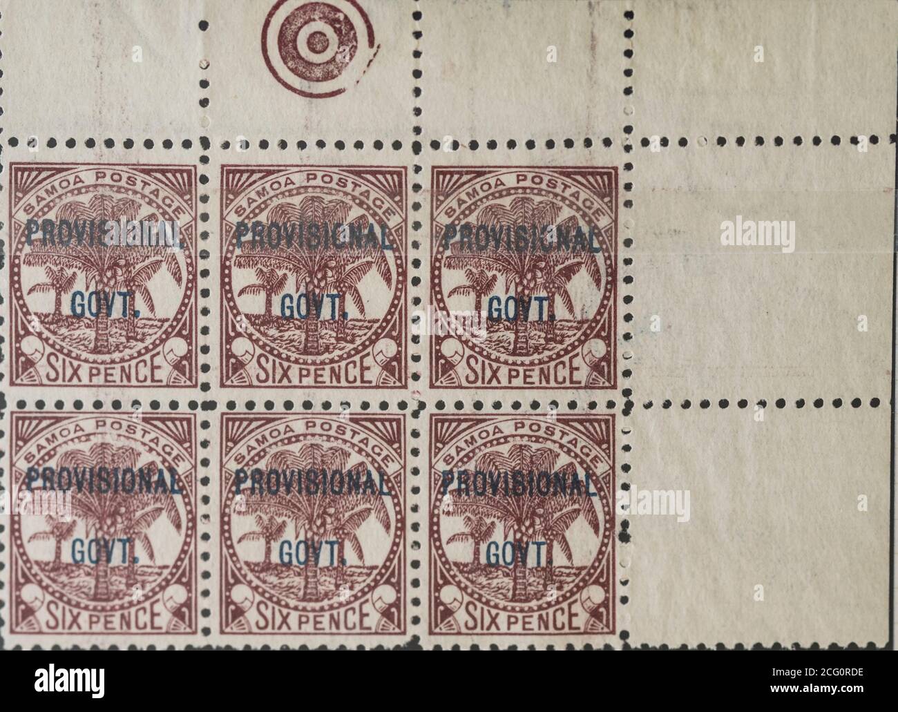 Samoa 1899 John Davis PO blocks overprinted 'Provisional Govt' Stock Photo