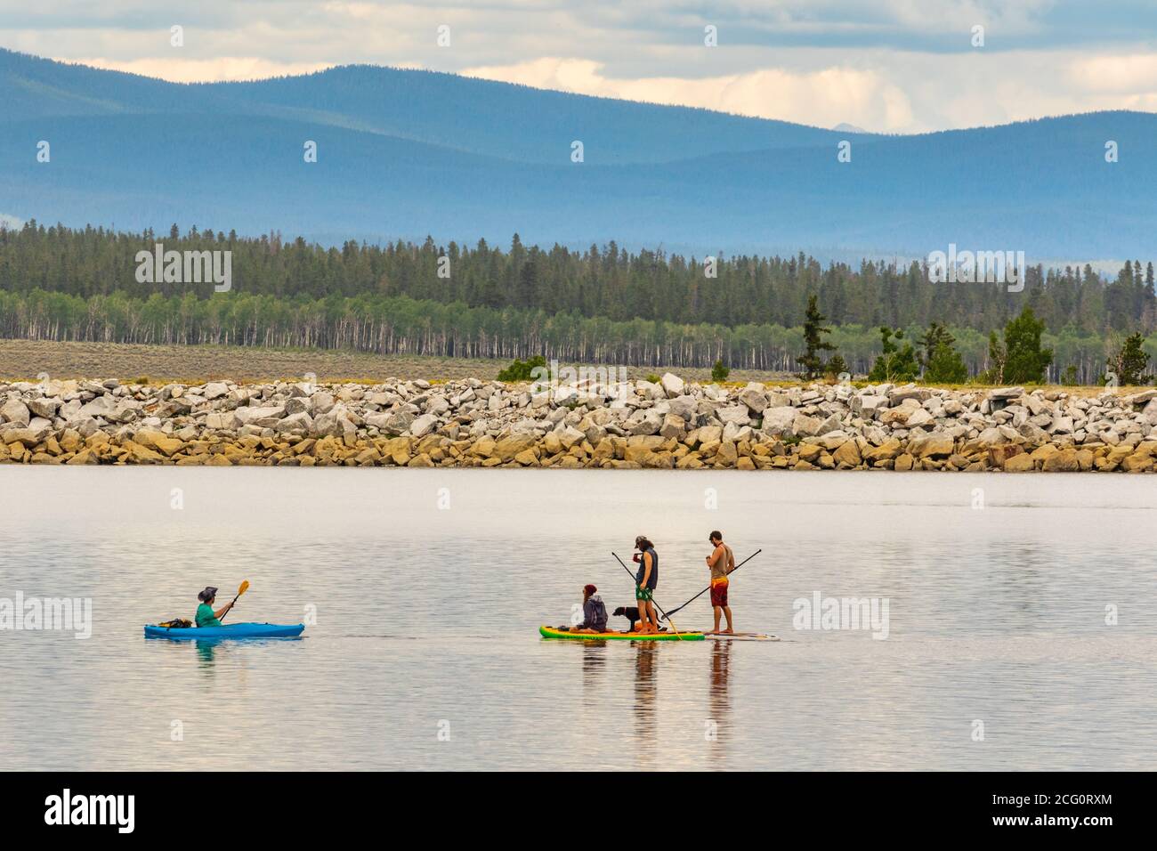 Kayaking, Paddle Boarding Stock Photo