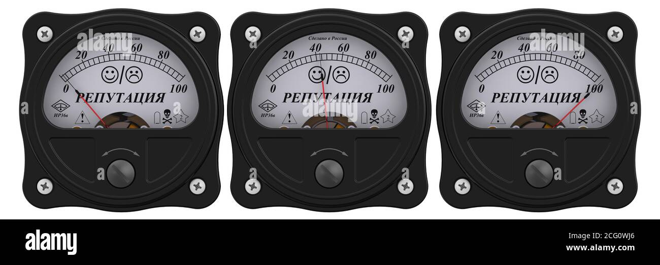 Reputation Indicator Indicator of reputation. Analog indicator showing the level of ...