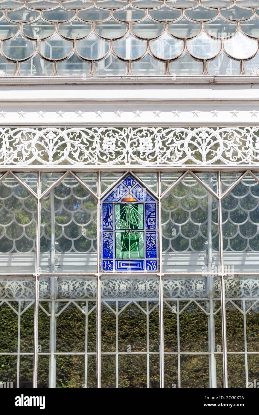 Close-up of Victorian conservatory exterior at Horniman Museum and Gardens, London, UK Stock Photo