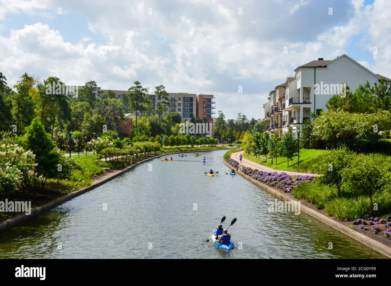 Lake Woodlands Waterway at The Woodlands, Texas, USA. August 2020 Stock ...