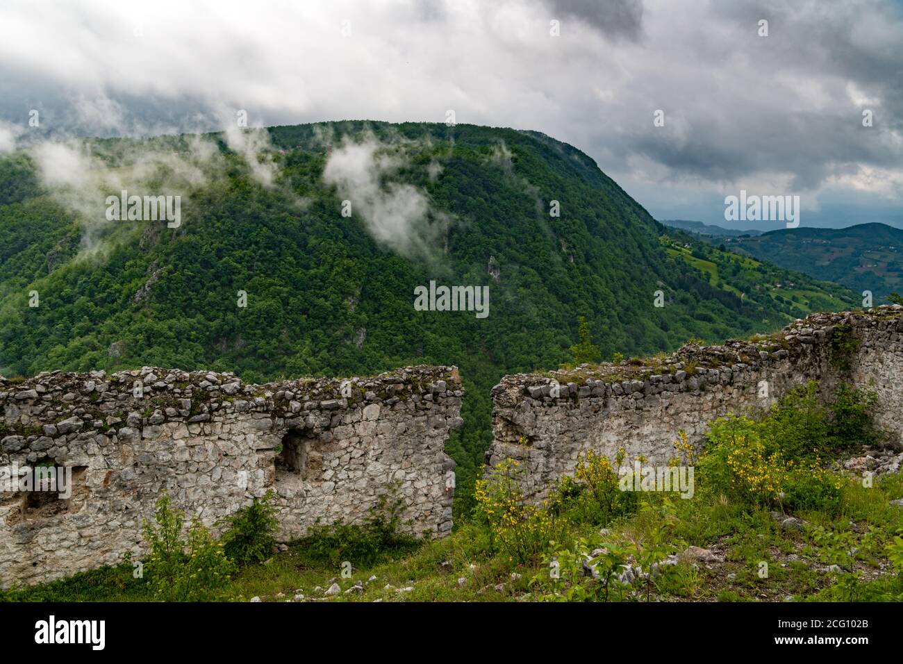 Solotnik fort was built in Middle Ages XIII  century on Tara mountain to secure a safe road from Uzice to Visegrad Stock Photo