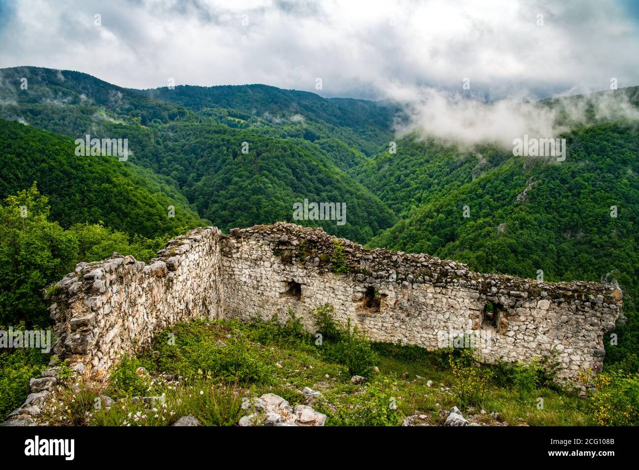 Solotnik fort was built in Middle Ages XIII  century on Tara mountain to secure a safe road from Uzice to Visegrad Stock Photo