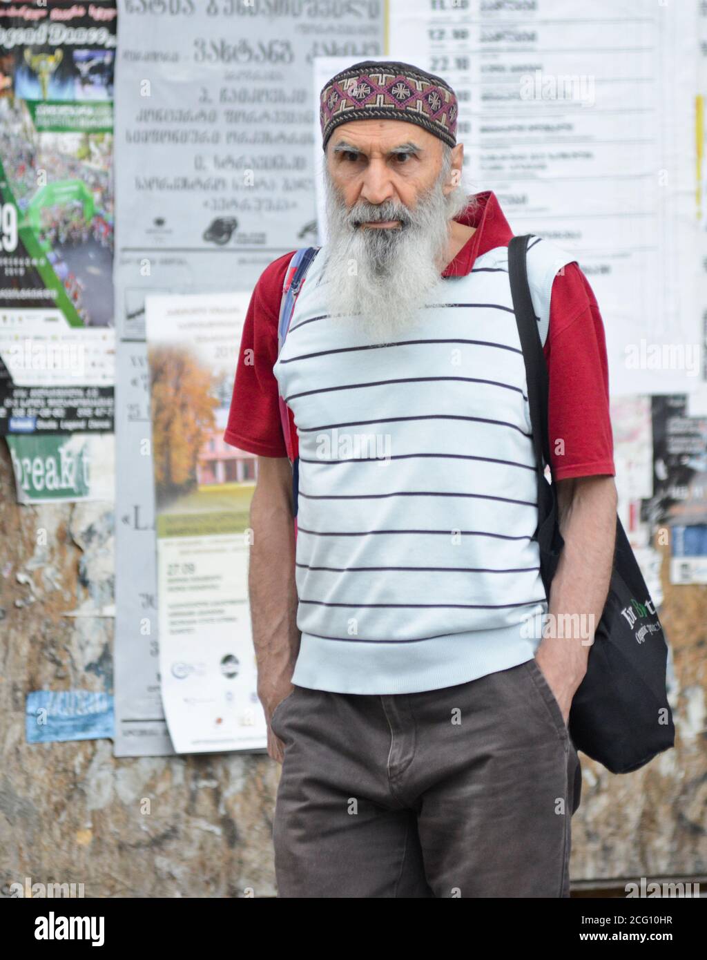 Georgian old man in Shota Rustaveli Avenue, Tbilisi, Georgia Stock Photo