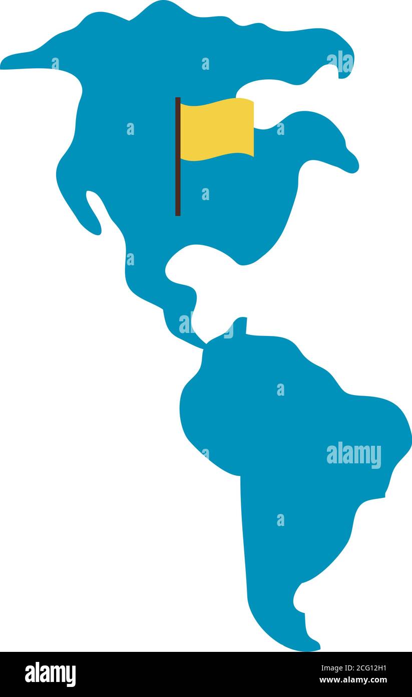 America map with flag icon over white background, flat style, vector ...