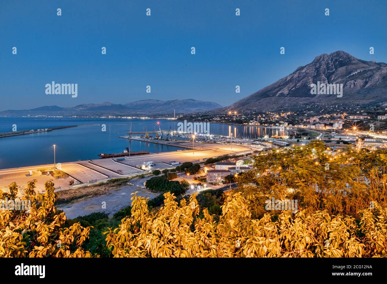 Termini Imerese port view from belvedere by night Stock Photo
