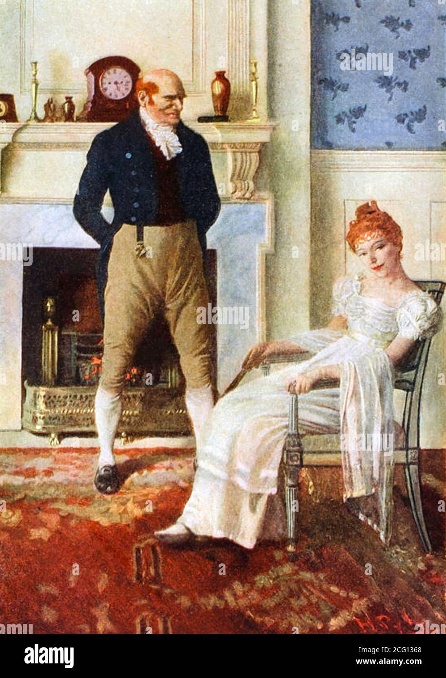 VANITY FAIR by William Makepeace Thackeray published 1847-48. Becky Sharp with Lord Steyne in an illustration by Howard Pyle for the American magazine  'Harper's Monthly' in 1906. Stock Photo