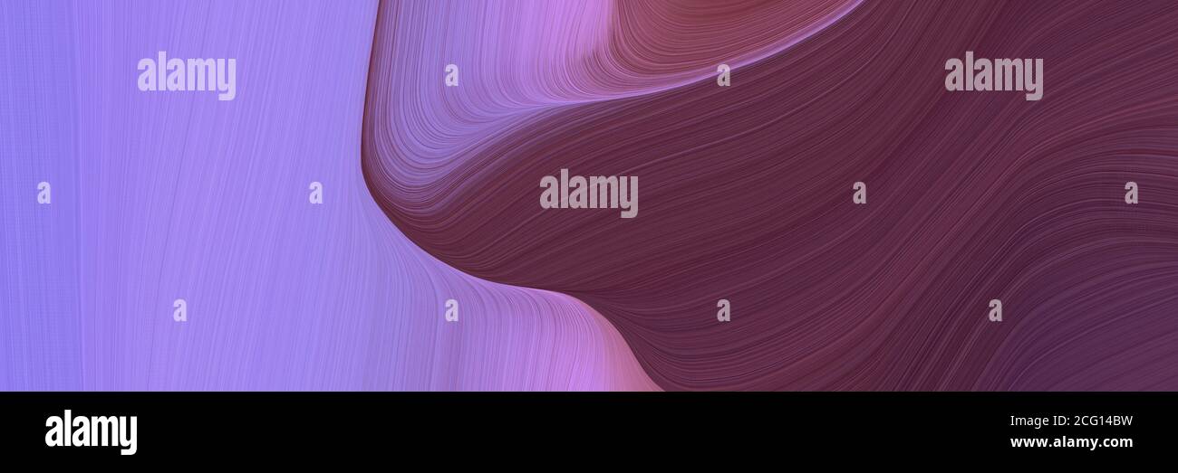 abstract moving designed horizontal header with medium purple, old mauve and antique fuchsia colors. fluid curved flowing waves and curves for poster Stock Photo