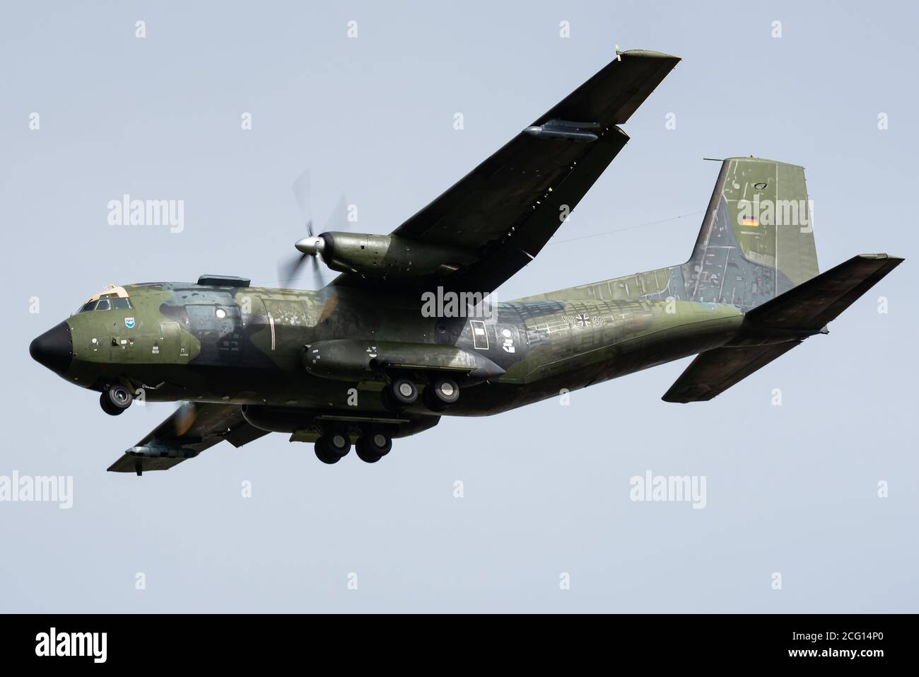 A Transall C-160 military transport aircraft of the German Air Force (Luftwaffe). Stock Photo