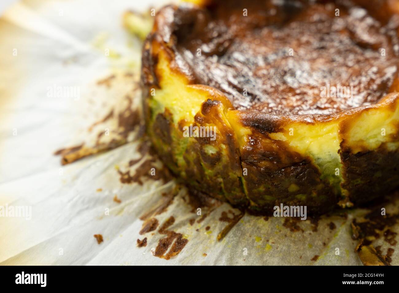 Matcha basque burnt cheesecake Stock Photo
