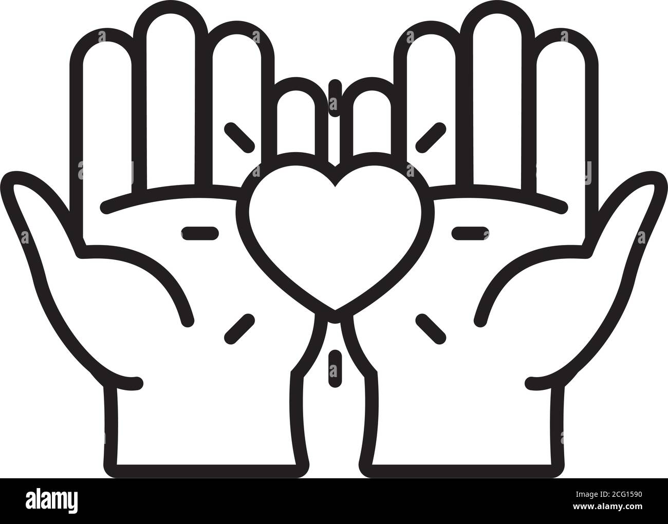 hands holding a heart icon over white background, line style, vector ...