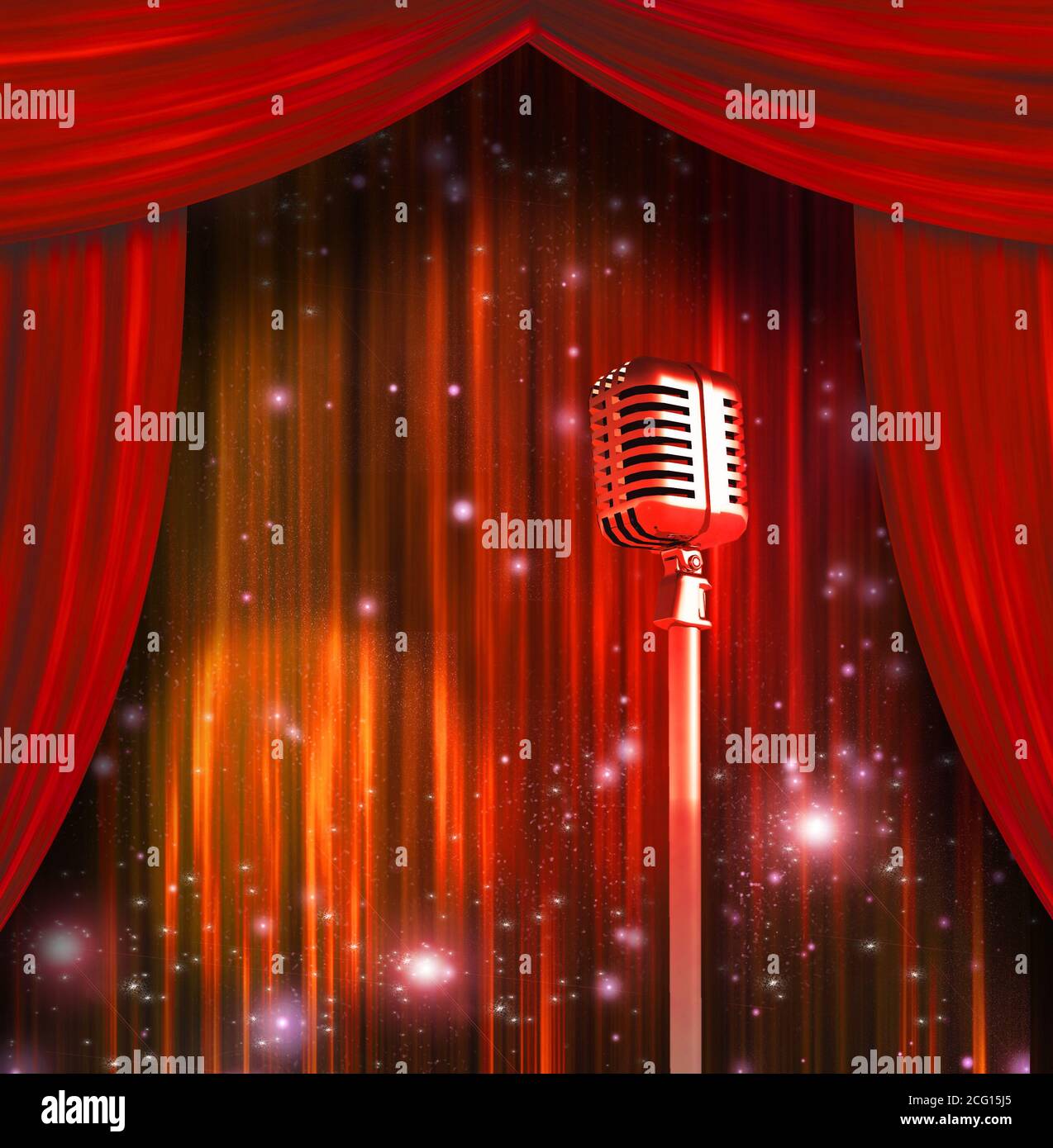 Classic microphone on stage Stock Photo Alamy