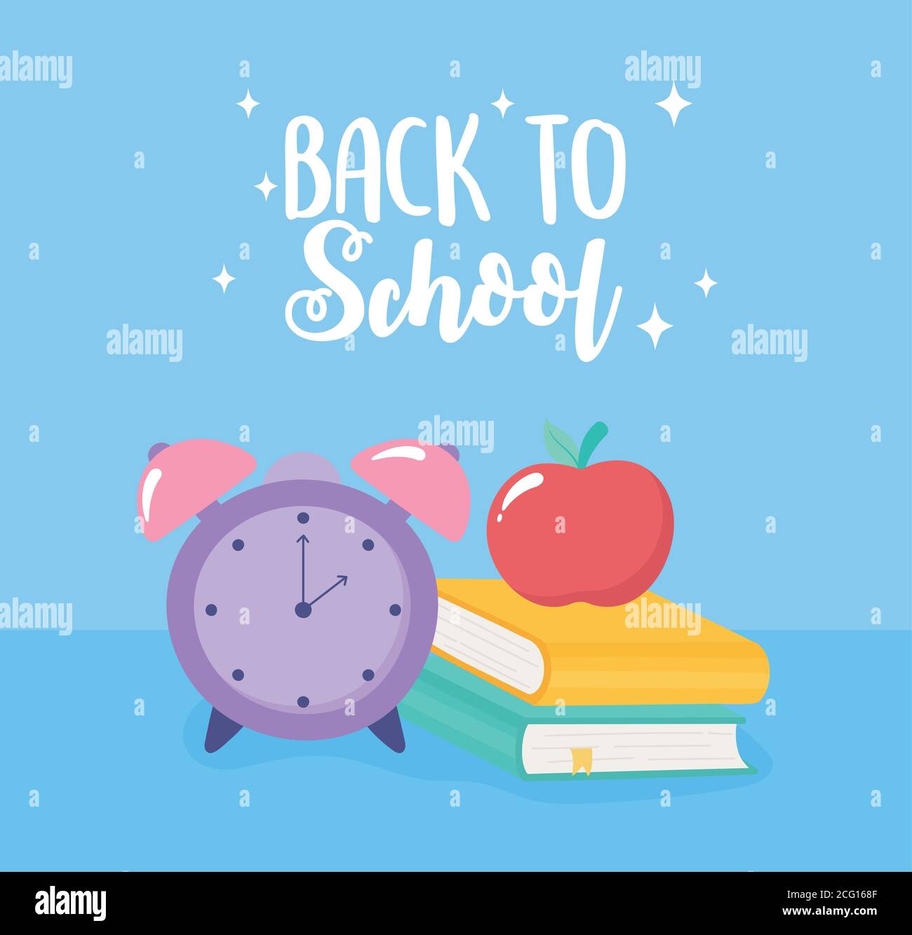 back to school, alarm clock apple on books, elementary education ...