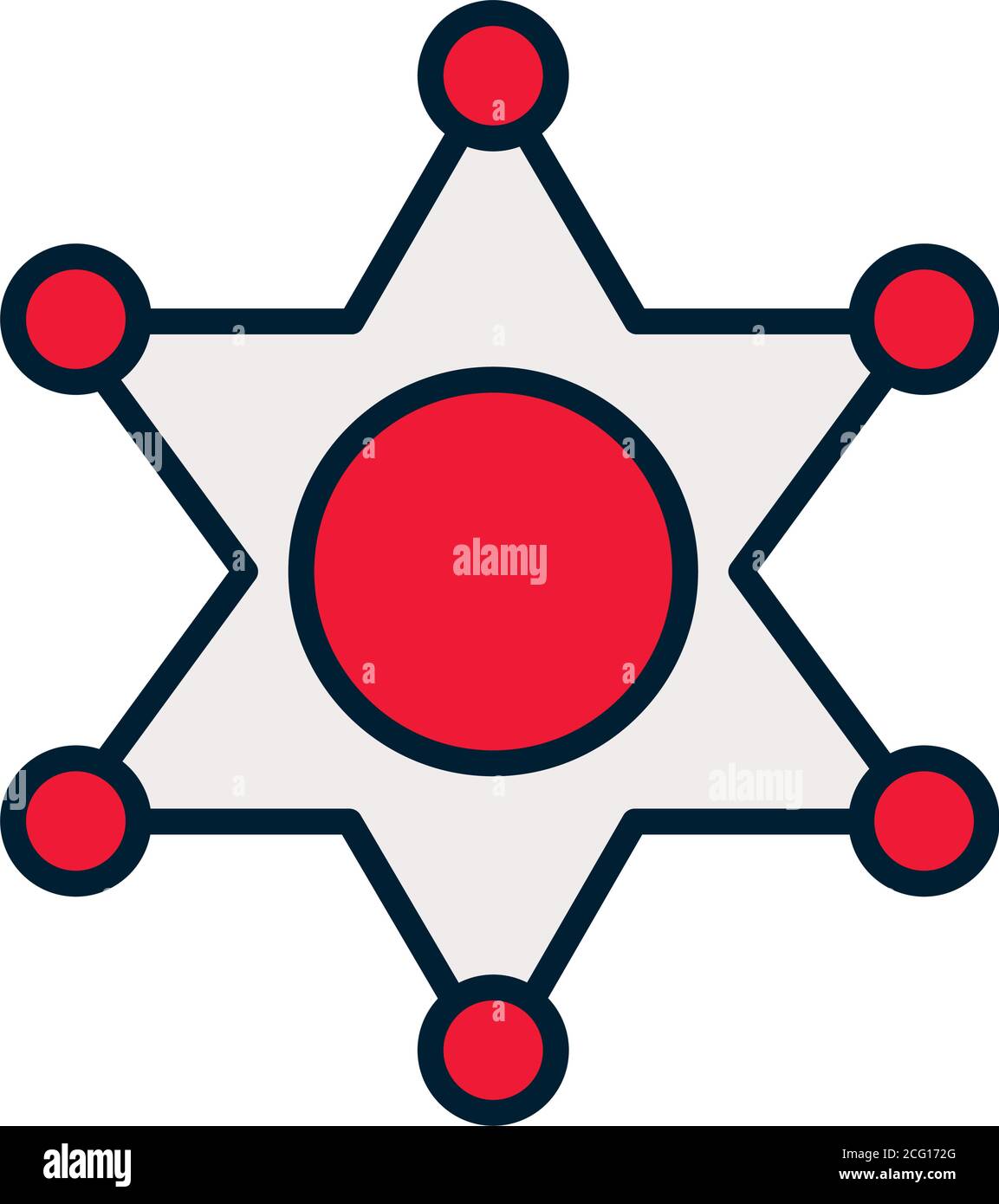 sheriff star icon over white background, line and fill style, vector ...