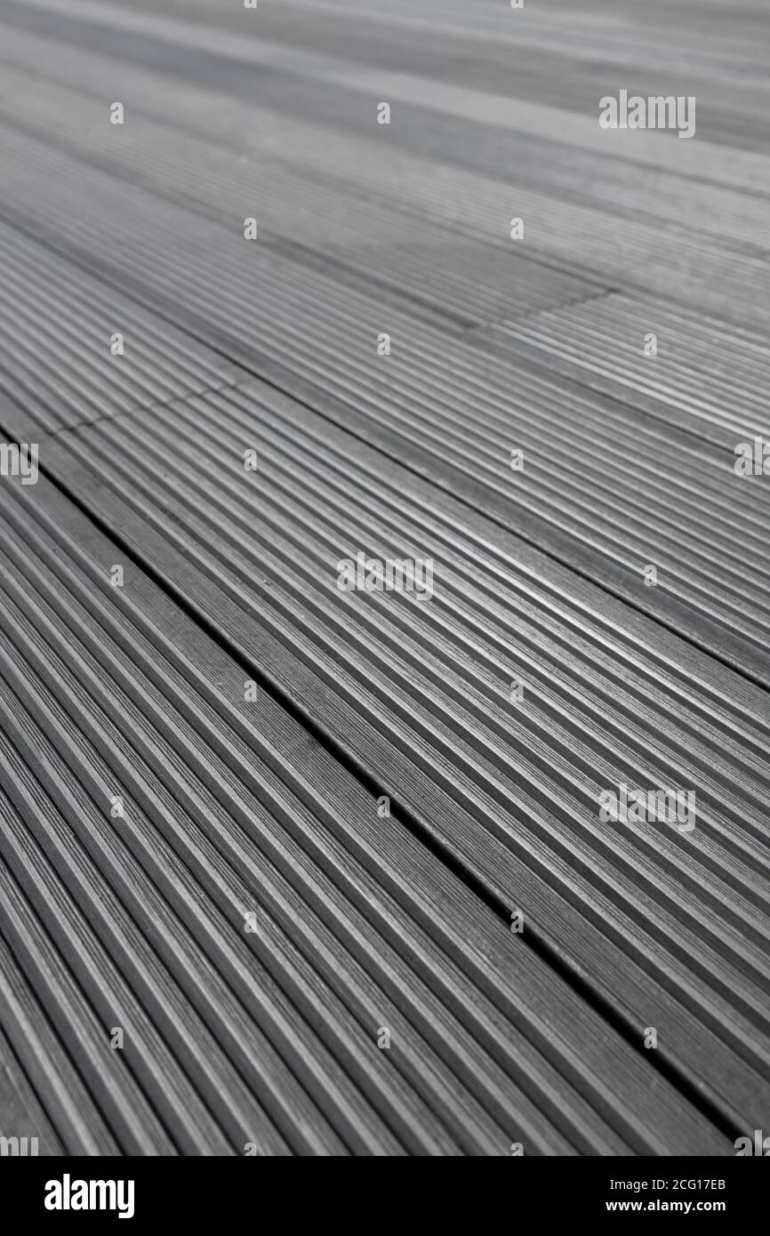 dark gray or anthtacite wpc material composite deck for the construction of terraces Stock Photo