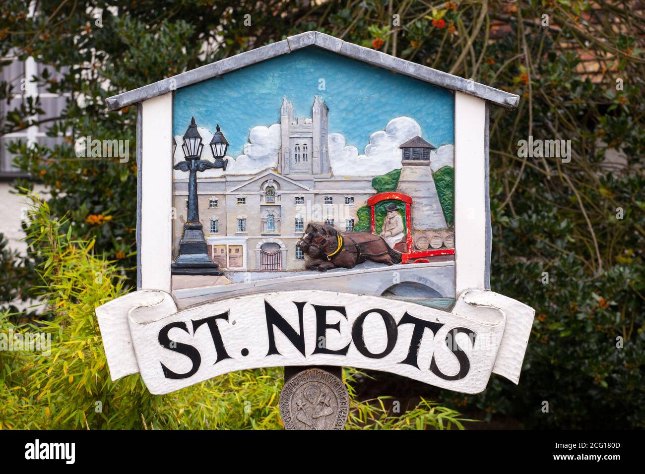 Sign saying St Neots in the Cambridgeshire town of St Neots Stock Photo