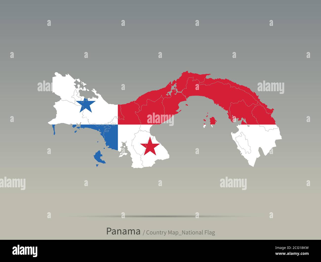 Panama map and their provinces - Panama Flag Isolated On Map Central American Countries Map And Flag 2CG18KW 