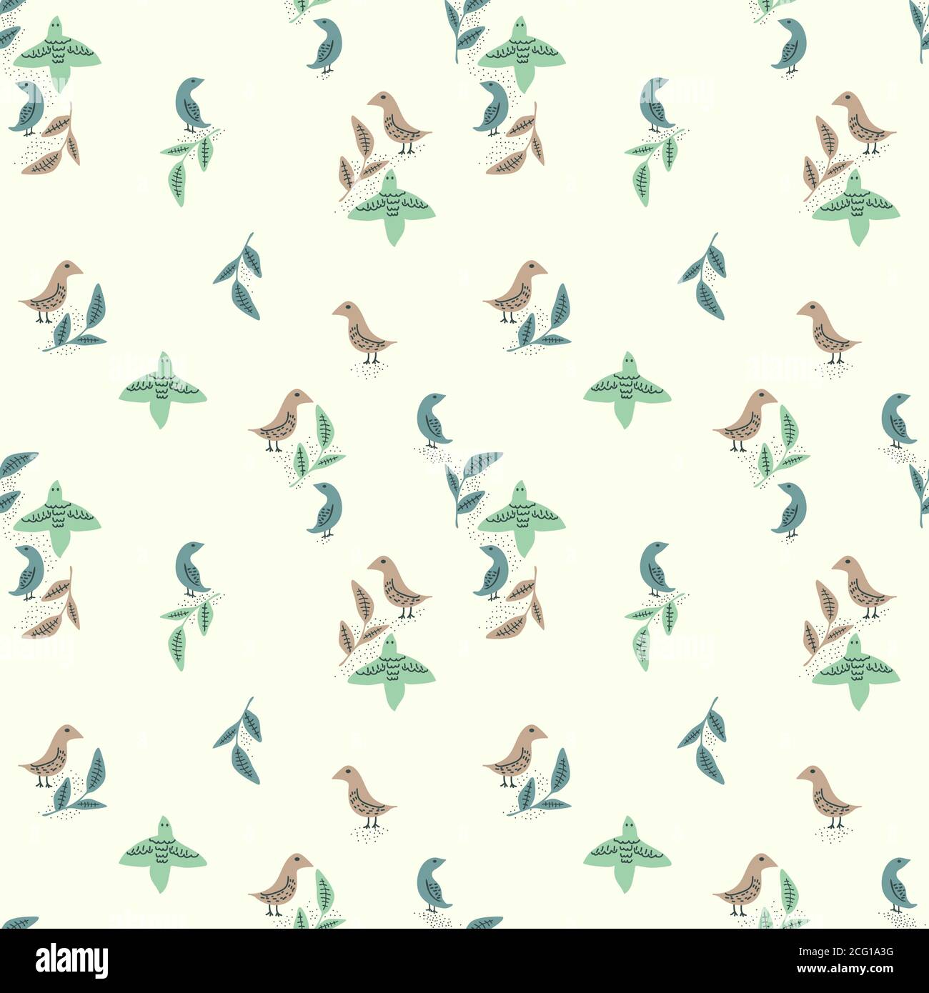 Seamless decorative vector birds pattern Stock Vector