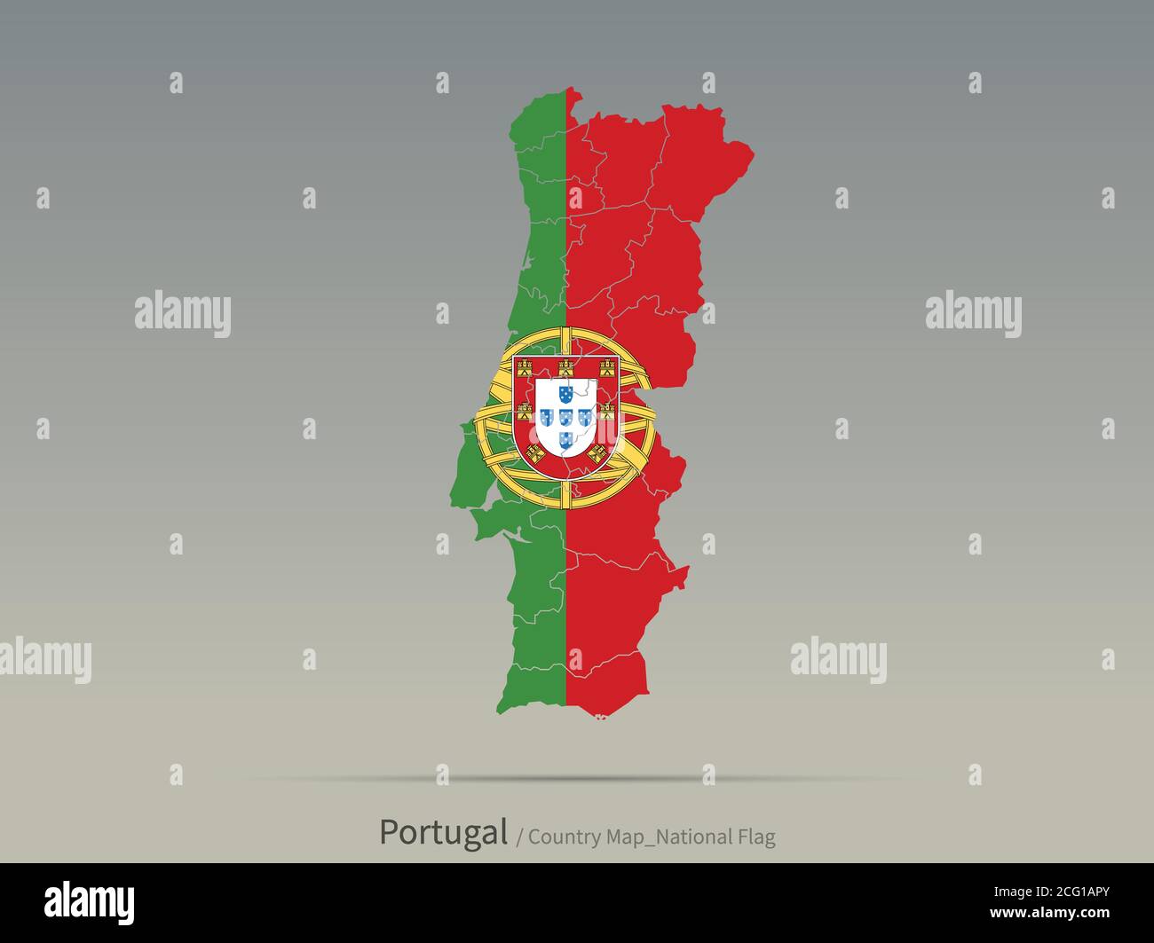 Portugal Flag Isolated on Map. European countries map and flag. Stock Vector