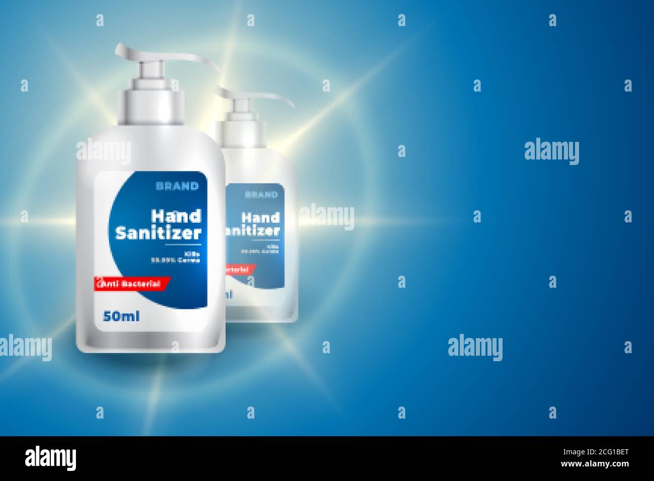 3d style hand sanitizer bottle mockup template design Stock Vector