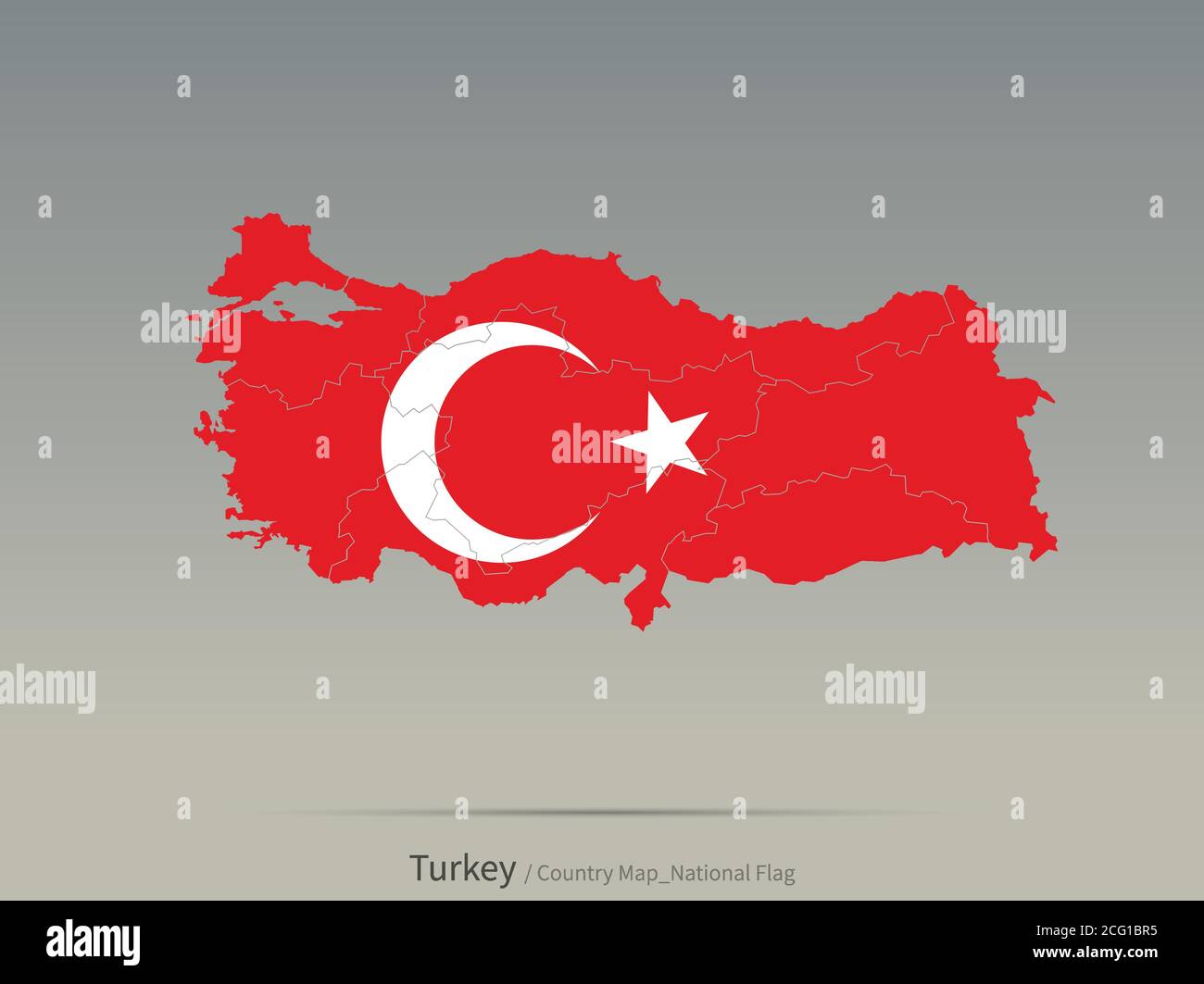 Turkey Isolated on Map. Middle East countries map and flag. Stock Vector