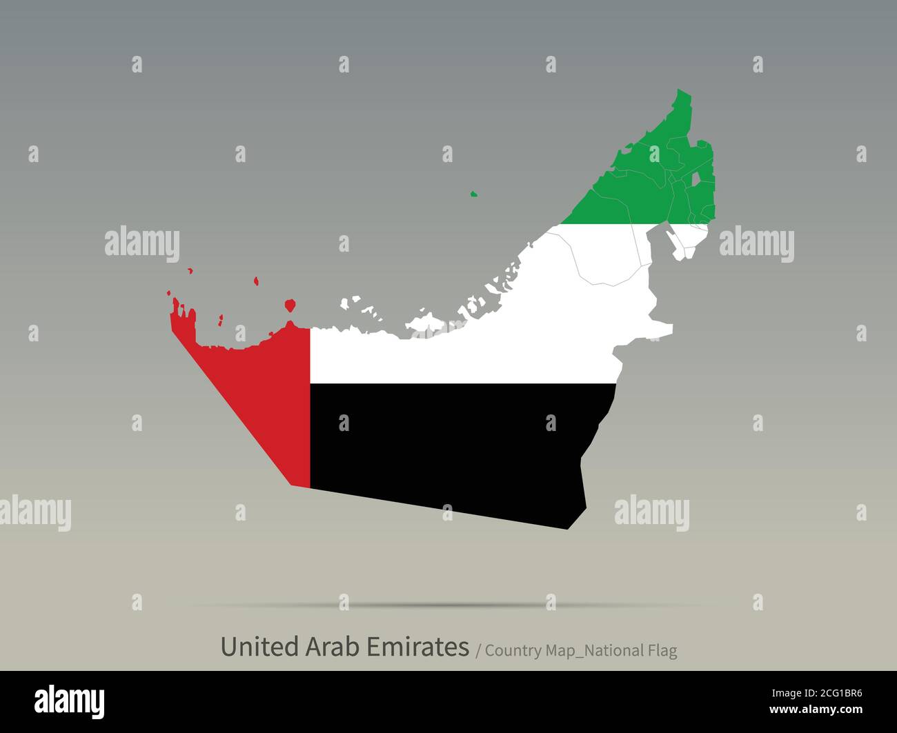 UAE Flag Isolated on Map. Middle East countries map and flag. Stock Vector