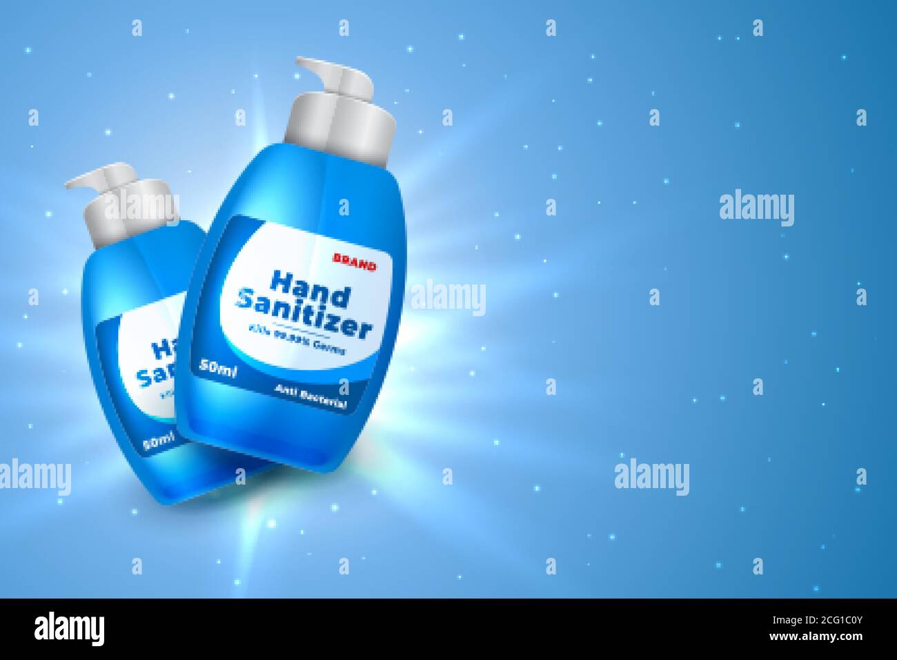 3d hand sanitizer realtistic bottle background Stock Vector