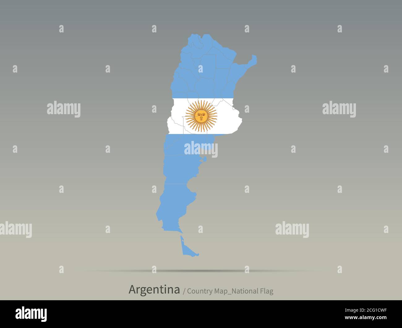 Argentina Flag Isolated on Map. South american countries map and flag. Stock Vector