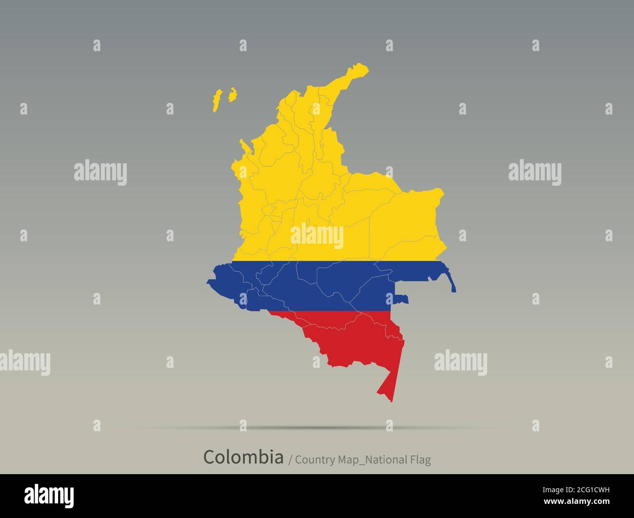 Colombia Flag Isolated on Map. South american countries map and flag. Stock Vector