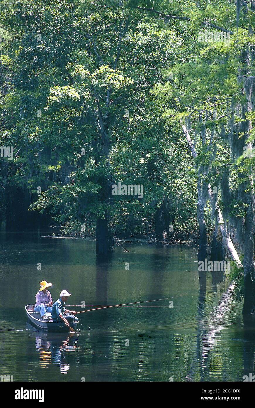 Bayou fishing in Louisiana Stock Photo