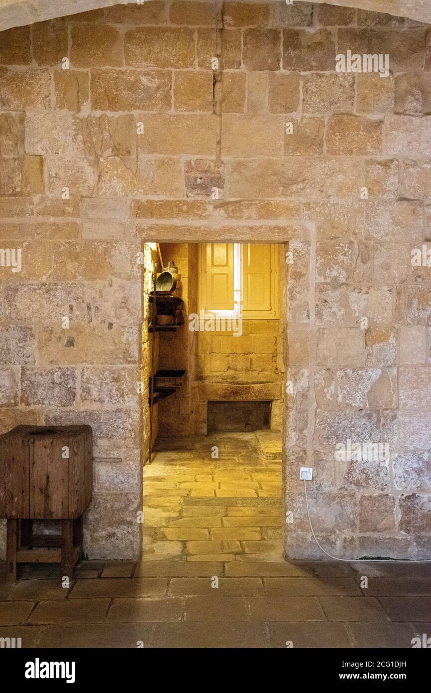Kitchen in the Inquisitor's Palace, Vittoriosa, Malta. Stock Photo