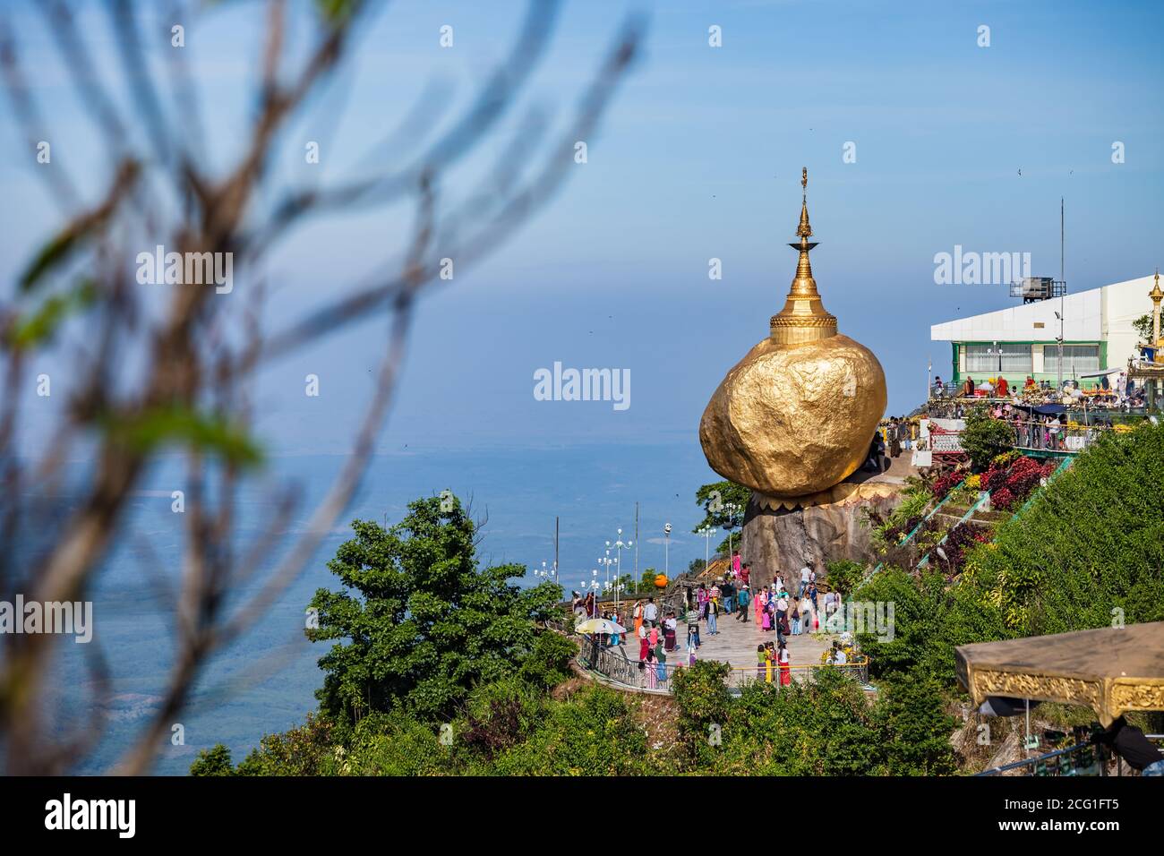 Kyaiktiyo, Myanmar DECEMBER 1, 2016 : Golden Rock is a very famous Buddhist holy site. Stock Photo