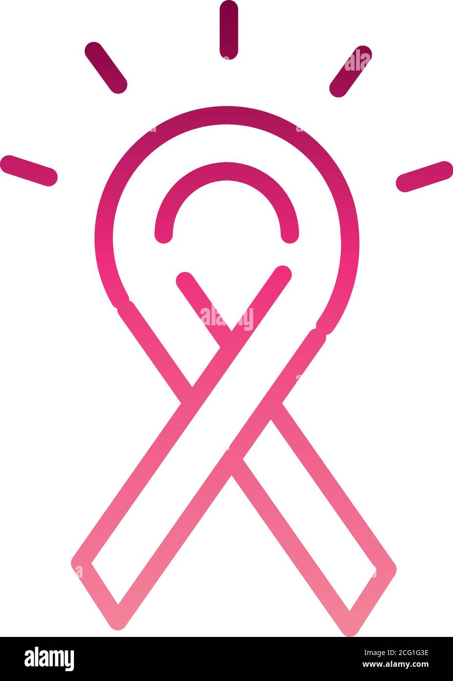 feminism movement icon, ribbon emblem female rights gradient style ...