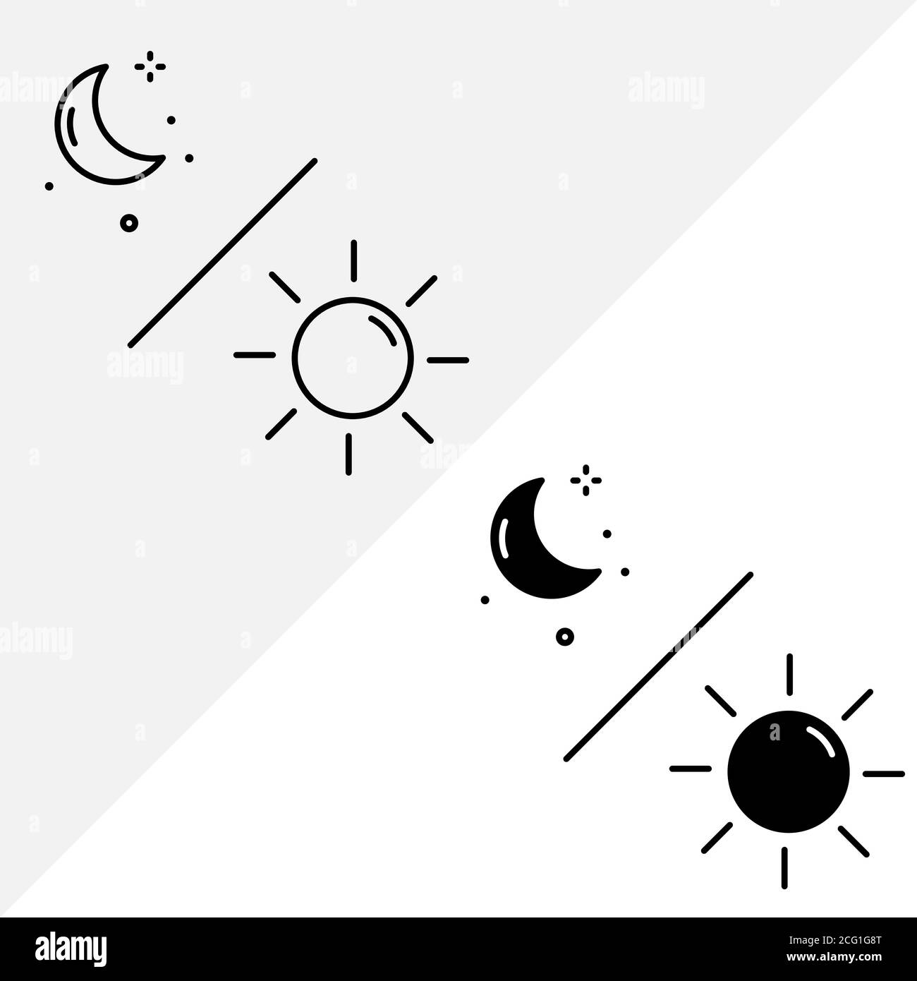 Day and night moon icon vector. Day and night moon icon with line style and solid style Stock Vector