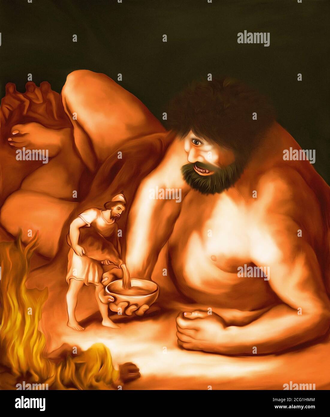 Polyphemus in the cave Painting Stock Photo
