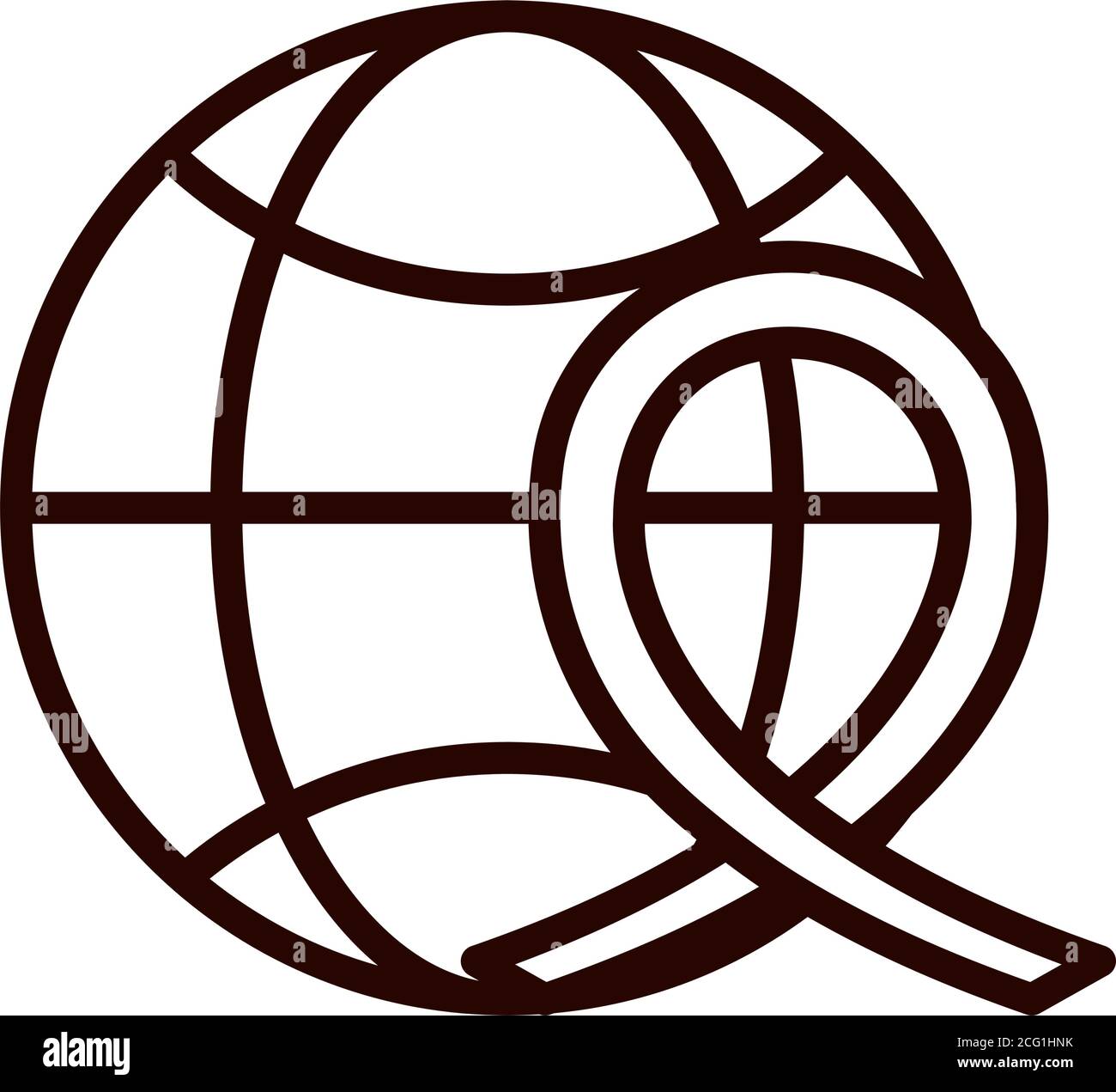 world with ribbon community and partnership line icon vector ...