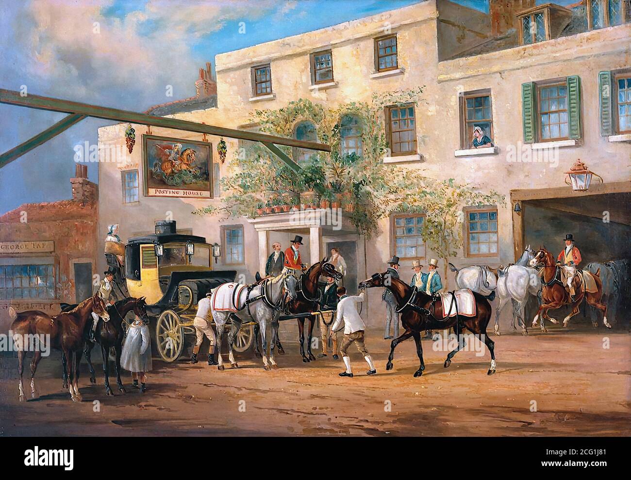 henderson, charles cooper Changing Horses to a PostChaise outside