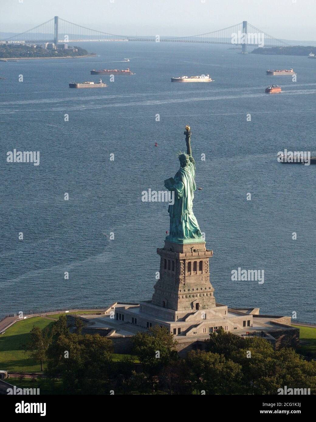 Manhattan, New York, USA. 8th Sep, 2020. Aerial View of the Statue Of