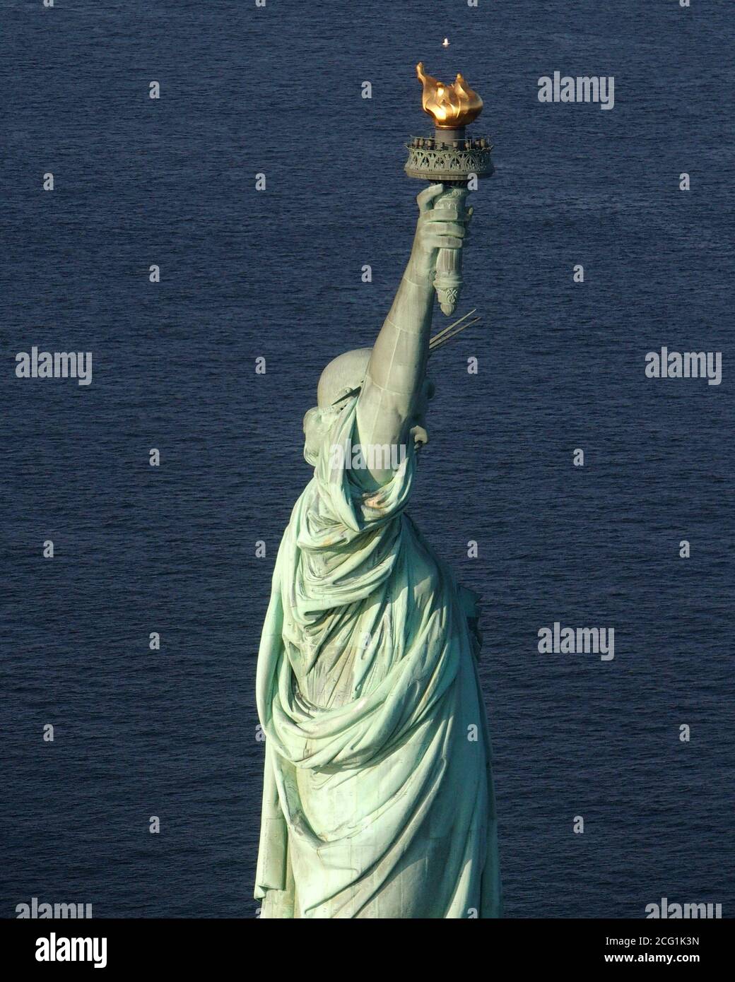 Manhattan, New York, USA. 8th Sep, 2020. Aerial View of the Statue Of