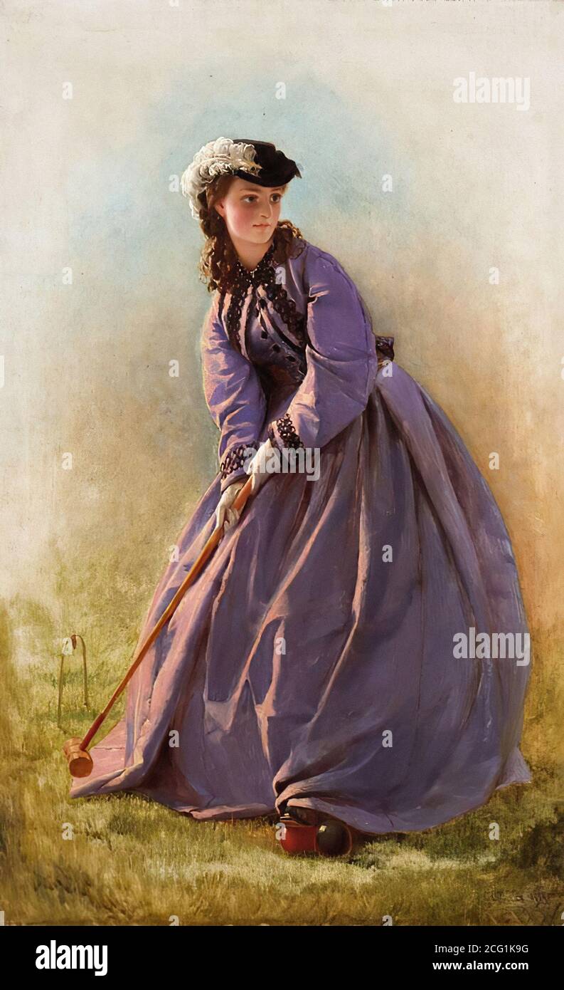 Hicks Elgar Croquet 2 British School 19th Century Stock