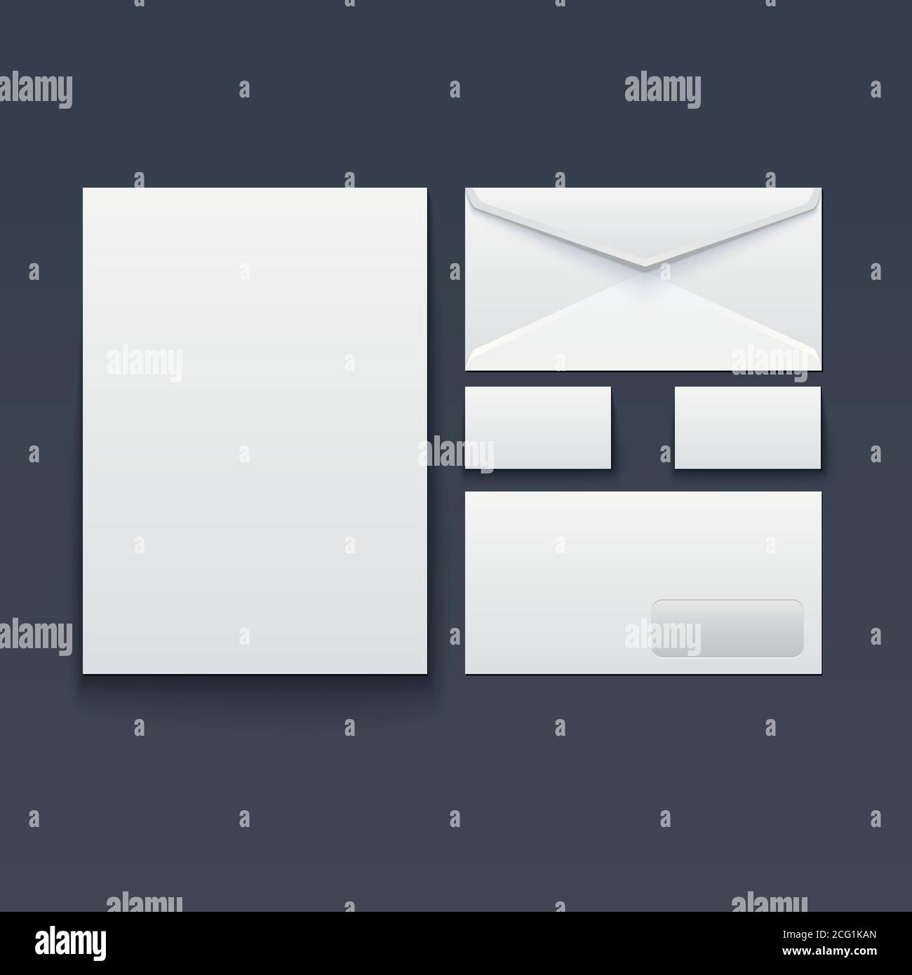 Blank envelope, business card and paper Stock Vector