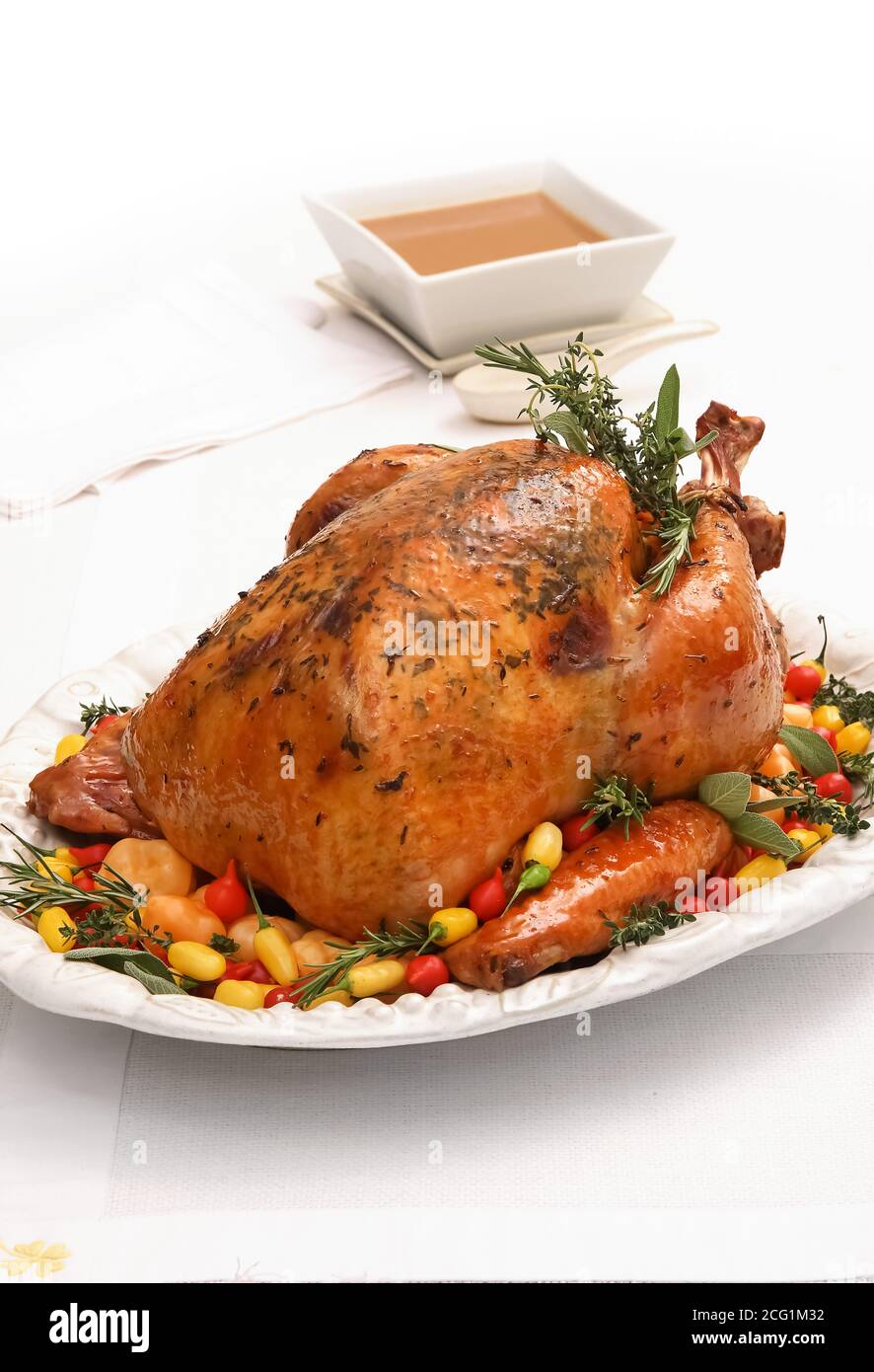 step by step of the classic roasted turkey for Christmas Stock Photo