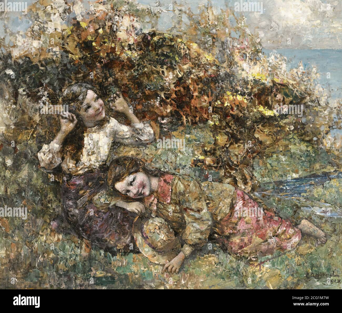 Hornel Edward Atkinson Girls Picking Wild Flowers British School