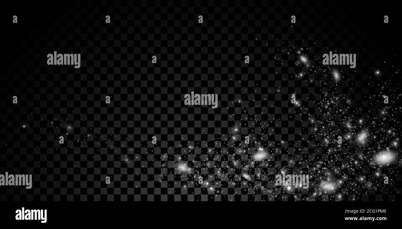 Vector snow effect. Falling snowflakes isolated on dark transparent