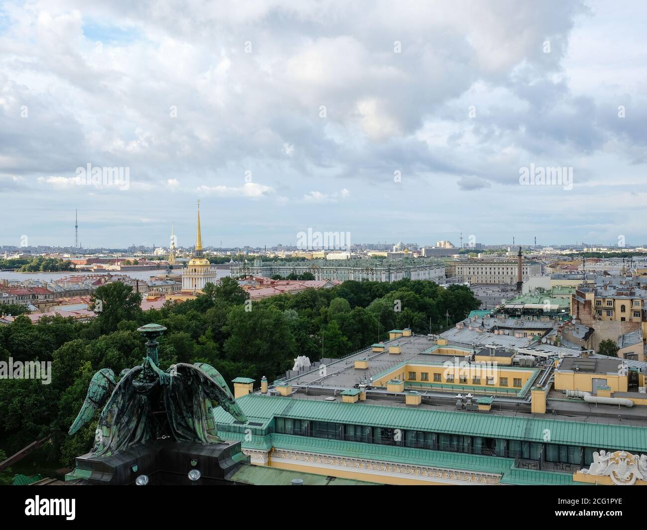Saint Petersburg aerial view from Colonnade of St. Isaac's Cathedral in summer day, Russia Stock Photo