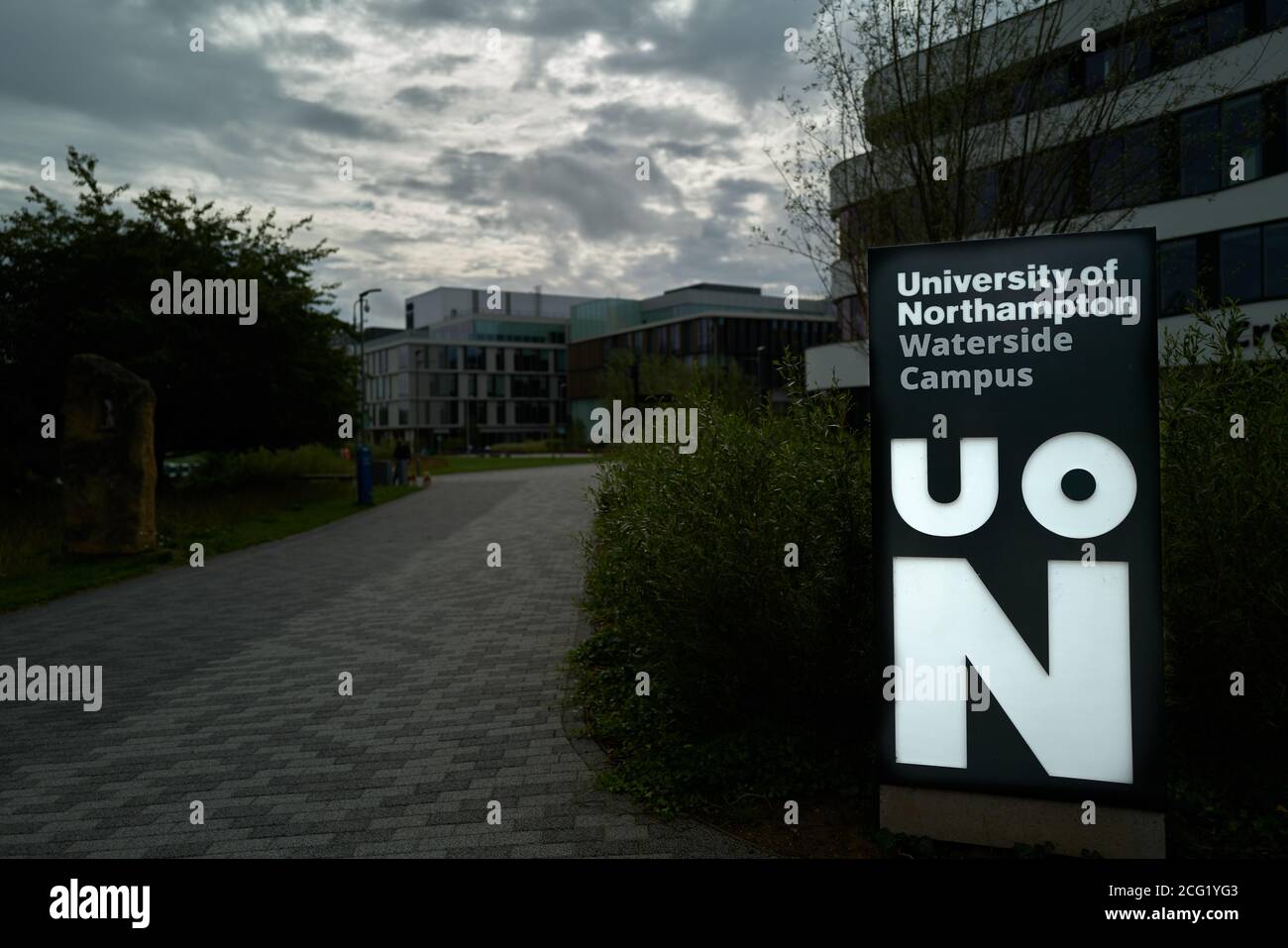 Ntotice board at the Waterside campus of the University of Northampton (UON), England. Stock Photo