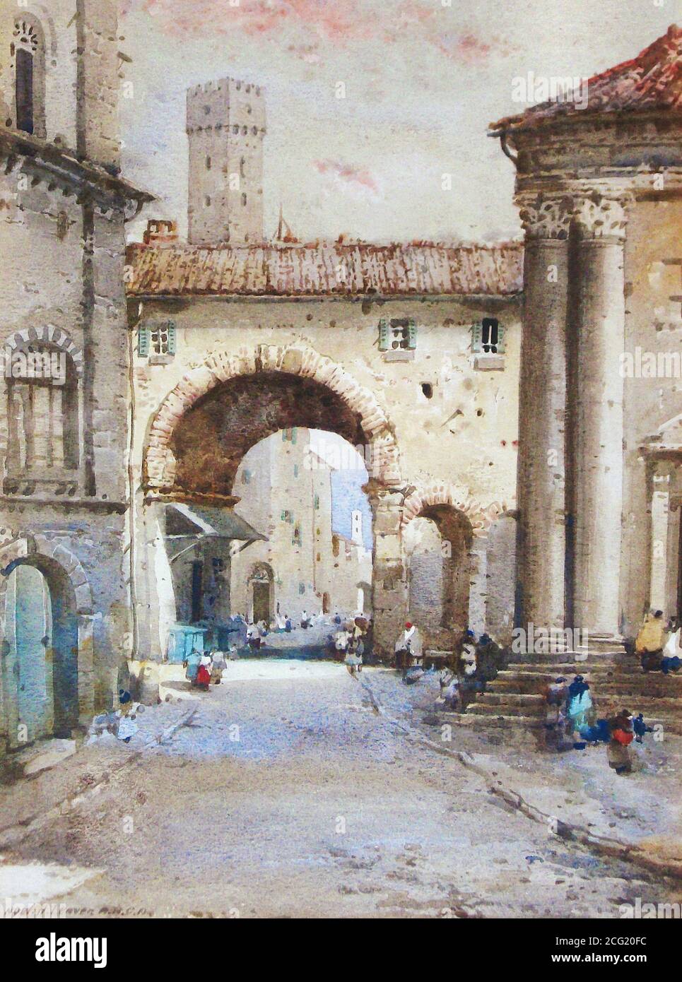 Leaver Noel Harry - the Piazza Bologna - British School - 19th  Century Stock Photo