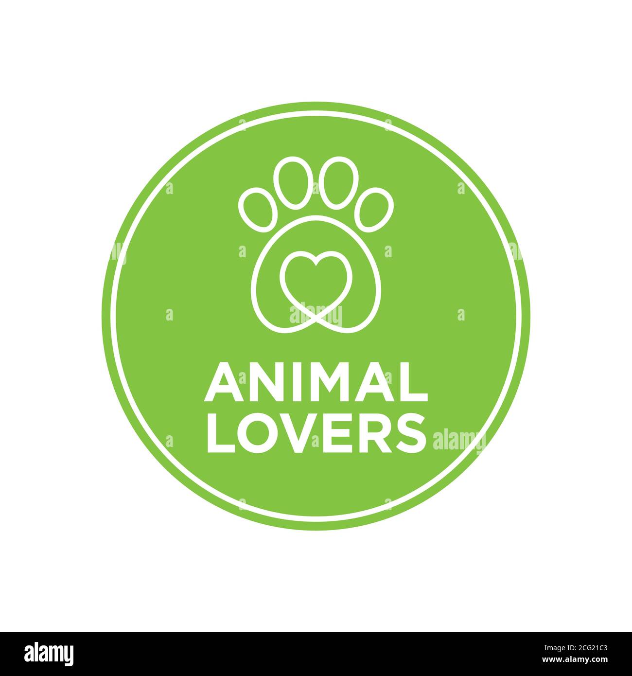 Animal lovers symbol. Green round icon Stock Vector