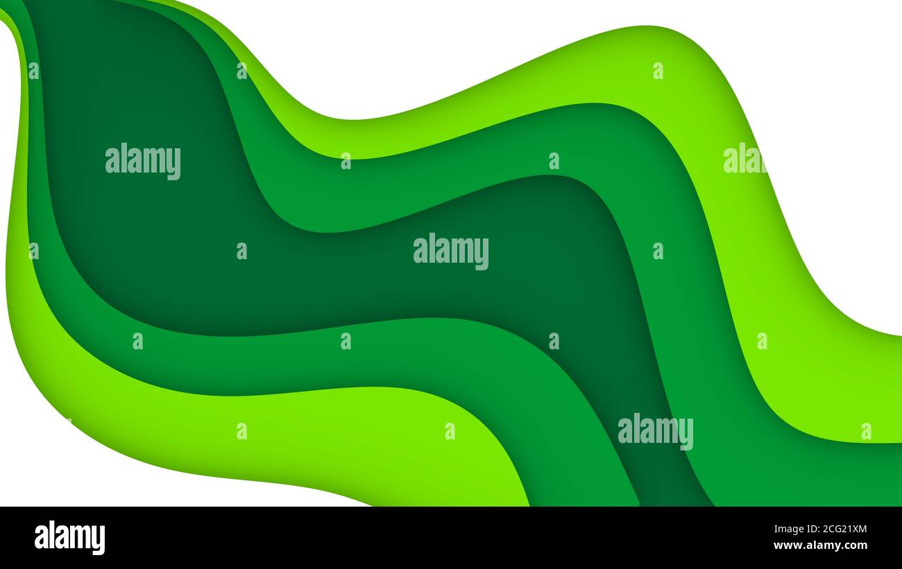 Background with green and white color paper cut shapes. 3D abstract ...
