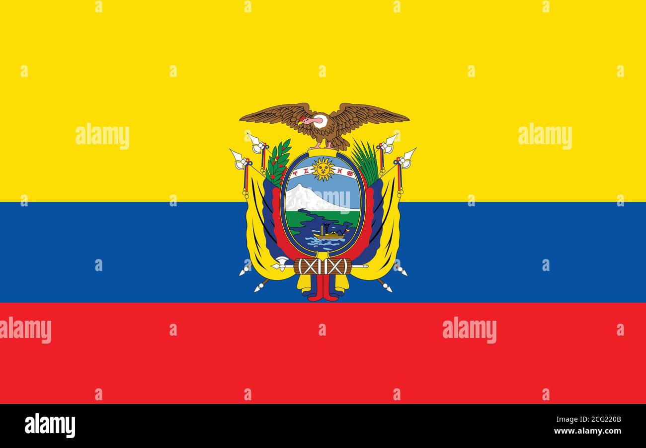 Ecuador flag vector graphic. Rectangle Ecuadorian flag illustration
